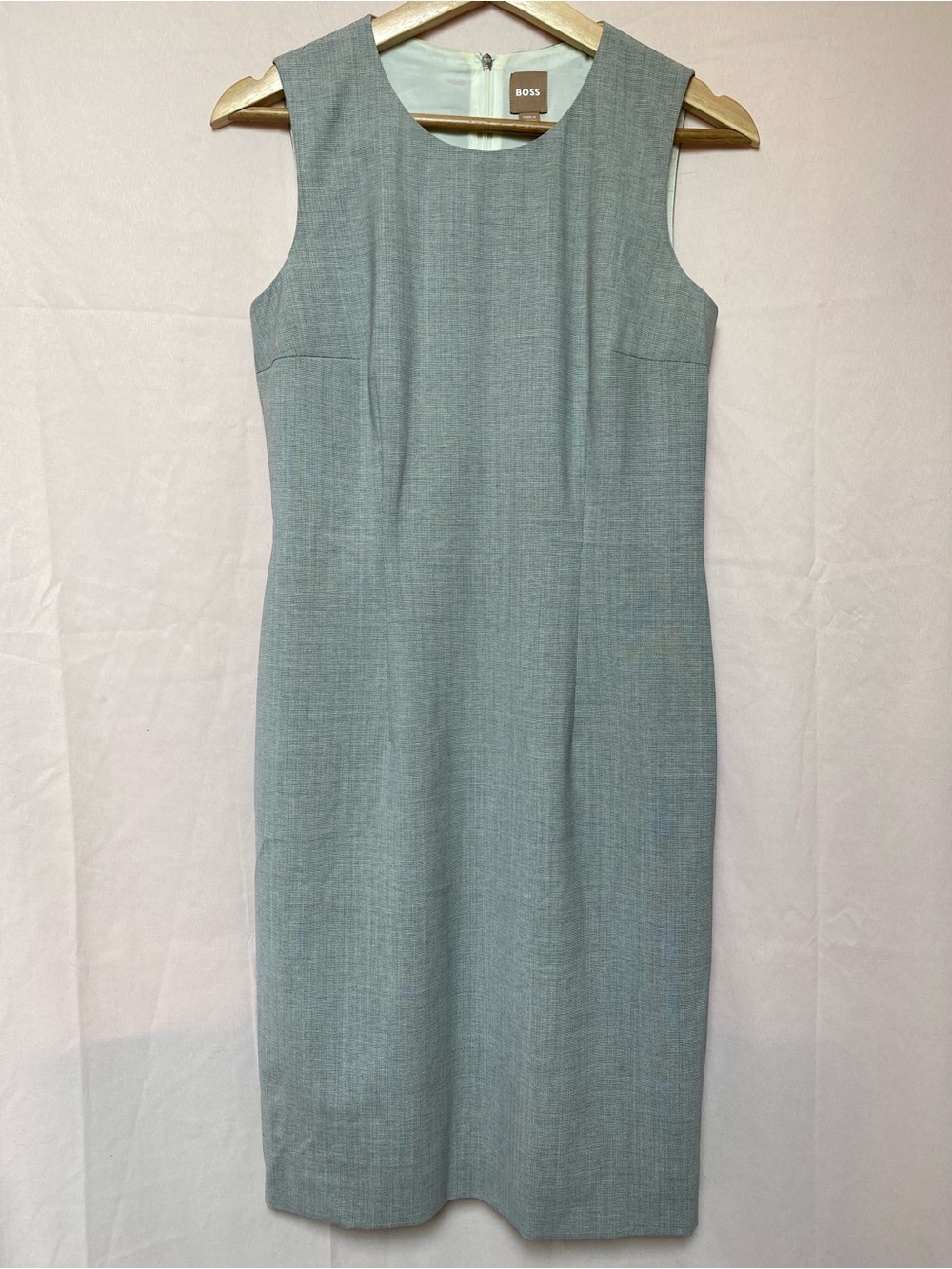 BOSS Hugo Boss Women's DIRUSA Grey Sleeveless Sheath Dress Size US 2 Wool Blend